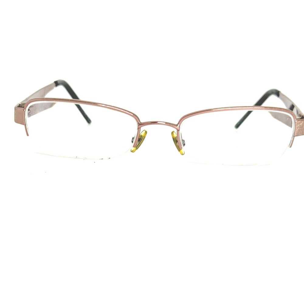 Gucci Womens Rectangular Half Rim Eyeglasses Brown Strass Crystal GG 22348